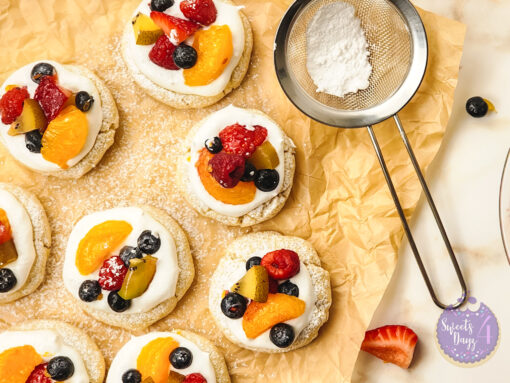 Fruit Pizza Cookies on Gold Marble - Image 5
