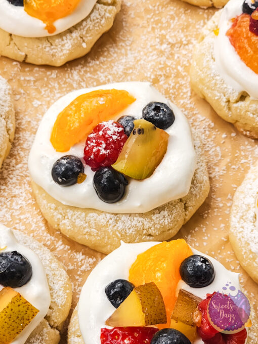 Fruit Pizza Cookies on Gold Marble - Image 6