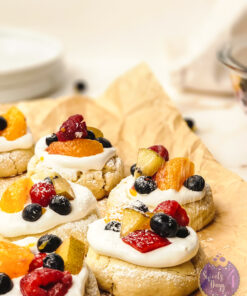 Fruit Pizza Cookies on Gold Marble