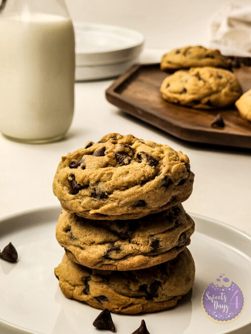 Soft Thick Chocolate Chip Cookies on White
