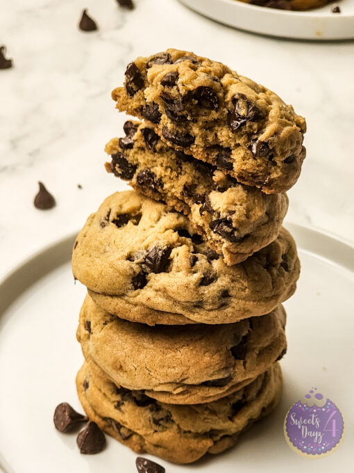 Soft Thick Chocolate Chip Cookies on Marble - Image 3