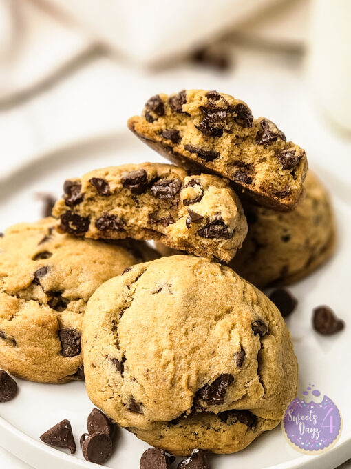 Soft Thick Chocolate Chip Cookies on Marble - Image 7