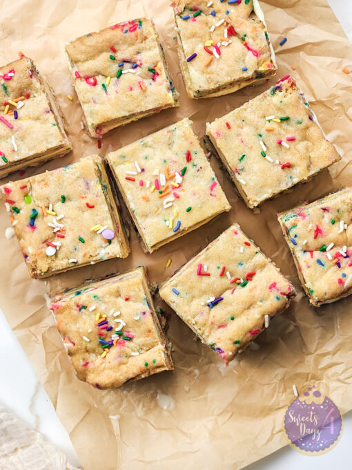 Funfetti Cookie Ice Cream Sandwiches on Gold Marble - Image 5