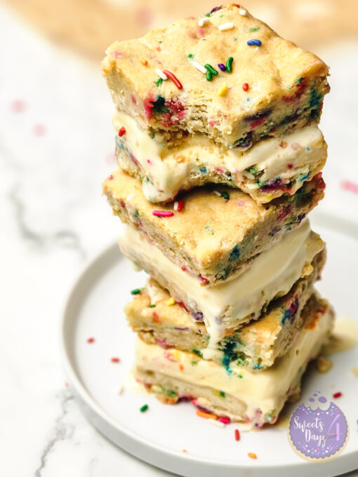 Funfetti Cookie Ice Cream Sandwiches on Marble - Image 2