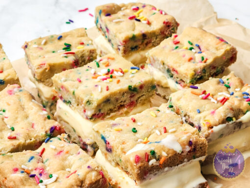 Funfetti Cookie Ice Cream Sandwiches on Marble - Image 6