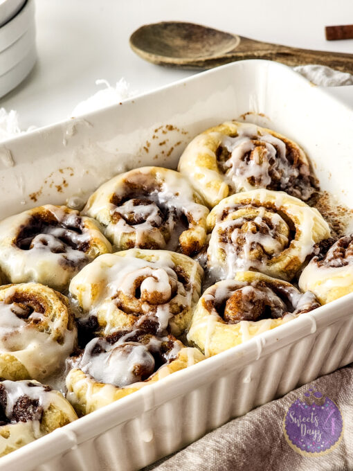 30 Minute Puff Pastry Cinnamon Rolls on White
