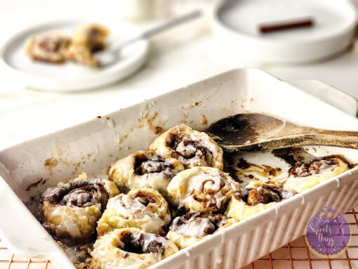 30 Minute Puff Pastry Cinnamon Rolls on Gold Marble - Image 2