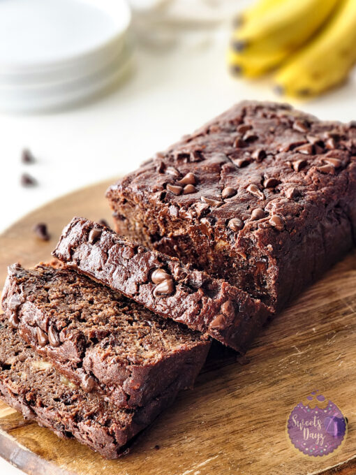 Chocolate Banana Bread on White