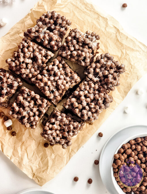 Chocolate Marshmallow Gooey Bars on White - Image 4