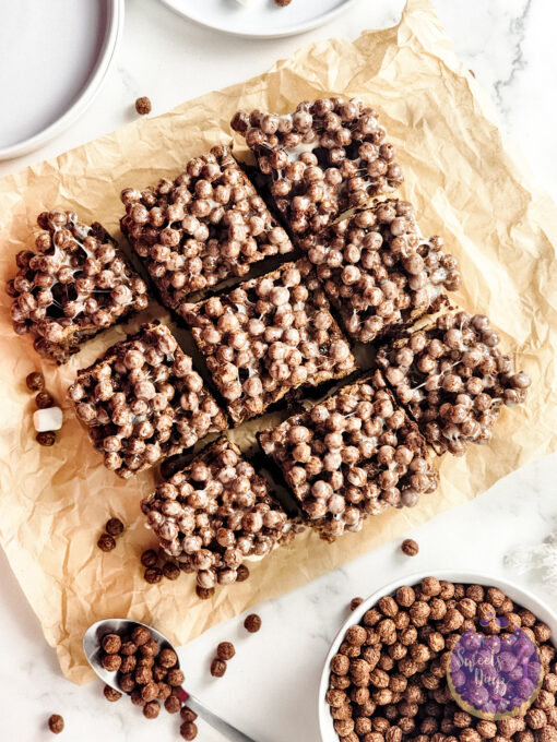 Chocolate Marshmallow Gooey Bars on Marble - Image 3