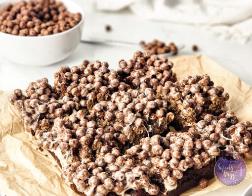 Chocolate Marshmallow Gooey Bars on Marble - Image 7