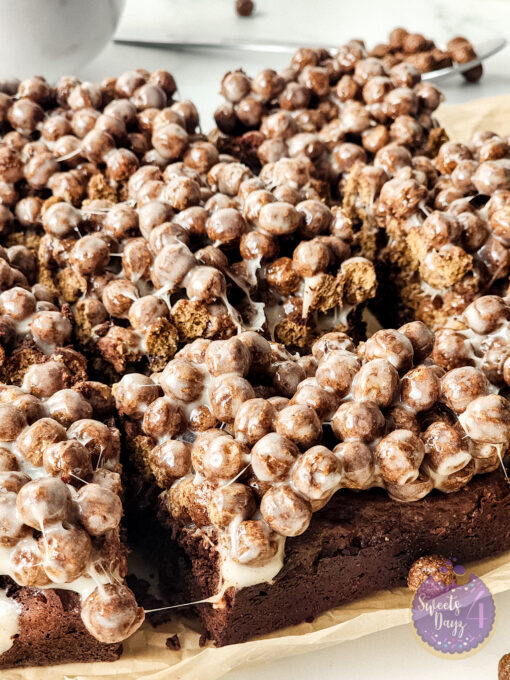 Chocolate Marshmallow Gooey Bars on Marble - Image 8