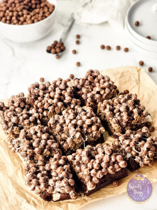 Chocolate Marshmallow Gooey Bars on Marble - Image 9