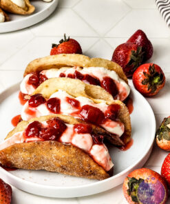 Strawberry Cheesecake Dessert Tacos on Rhombus