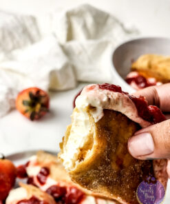 Strawberry Cheesecake Dessert Tacos on Marble