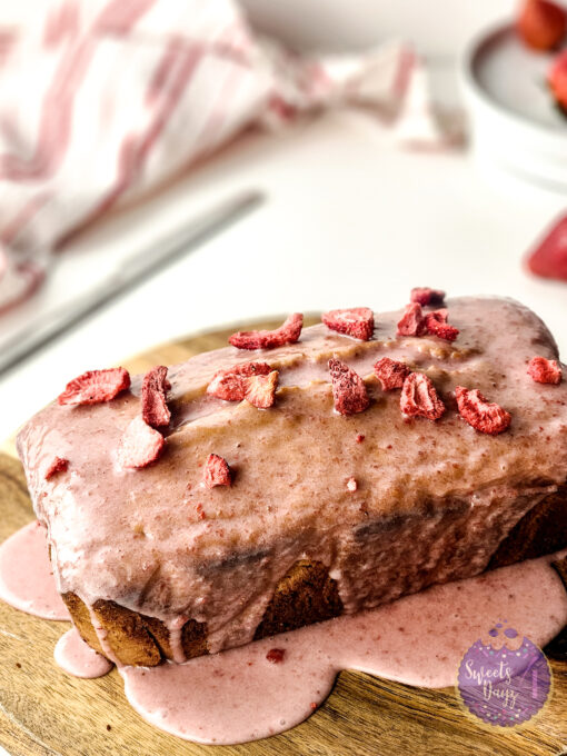 Strawberry Loaf Cake on White - Image 2