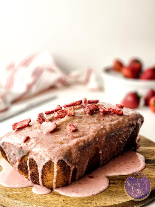 Strawberry Loaf Cake on White - Image 3