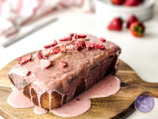 Strawberry Loaf Cake on White - Image 4