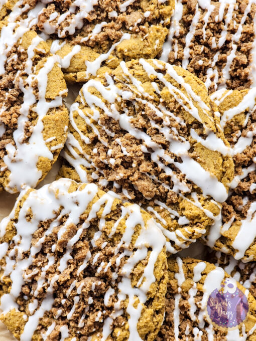 Pumpkin Coffee Cake Cookies on White