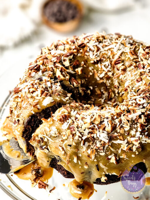 German Chocolate Pound Cake on Marble - Image 3
