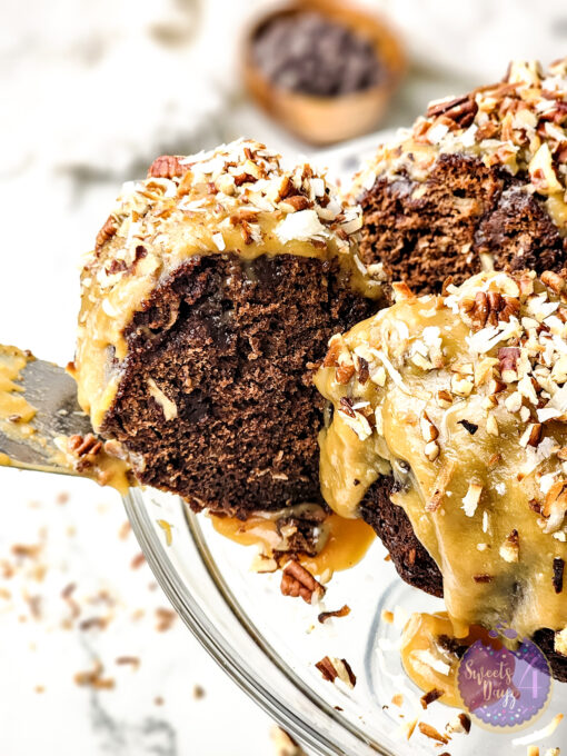 German Chocolate Pound Cake on Marble