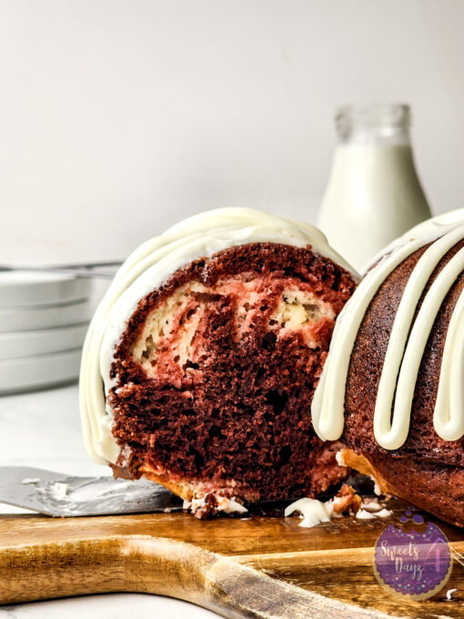 Red Velvet Cheesecake Bundt on Marble