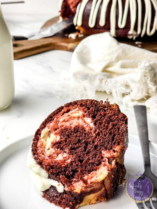 Red Velvet Cheesecake Bundt on Marble - Image 7