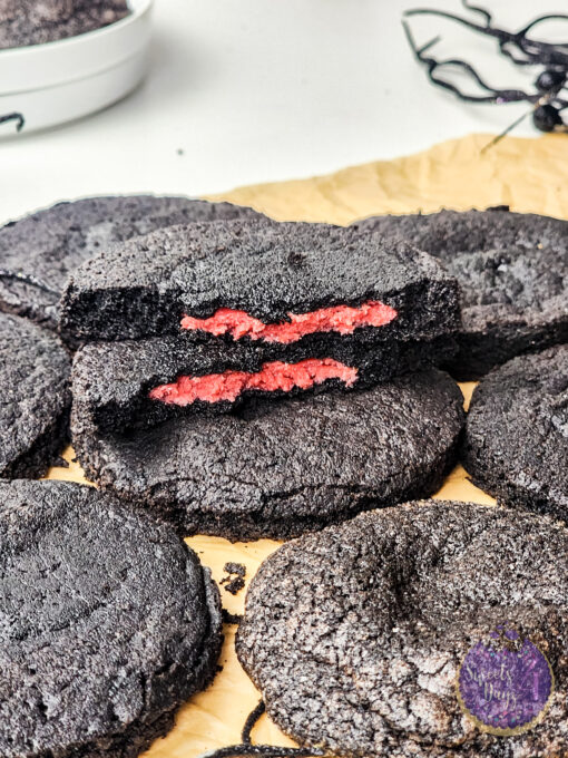 Black Velvet Raspberry Stuffed Cookies on White - Image 8