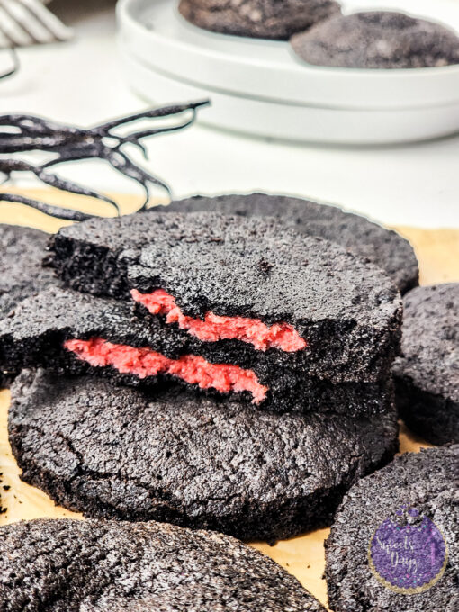 Black Velvet Raspberry Stuffed Cookies on White - Image 9