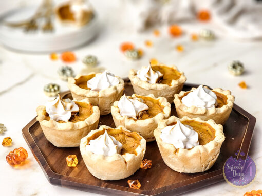 Mini Pumpkin Pies on Gold Marble - Image 2