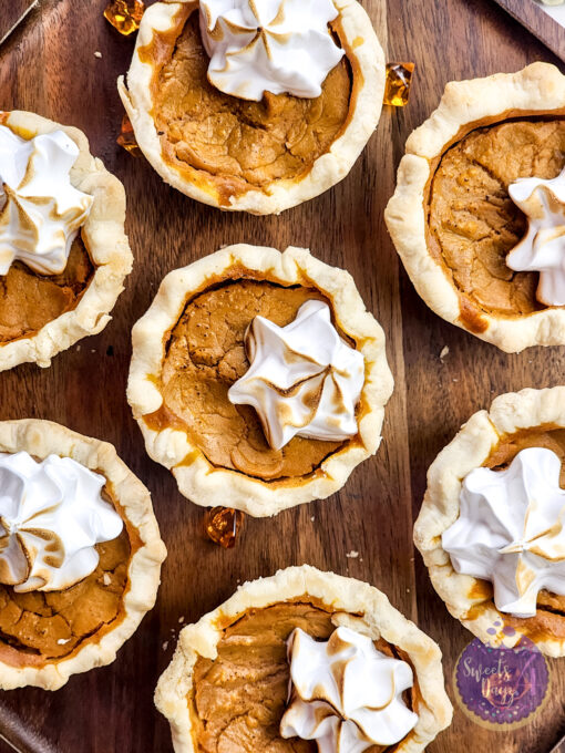 Mini Pumpkin Pies on Gold Marble