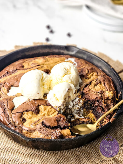 Pumpkin Brownie Skillet on Marble - Image 2