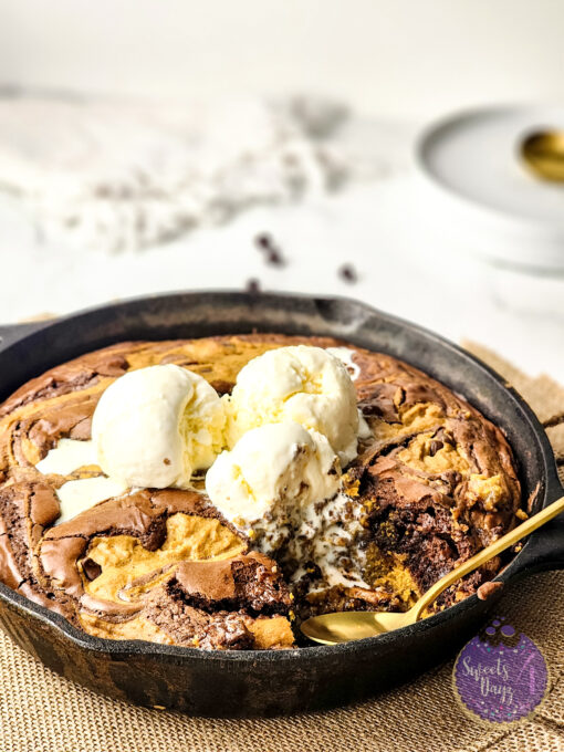 Pumpkin Brownie Skillet on Marble - Image 4