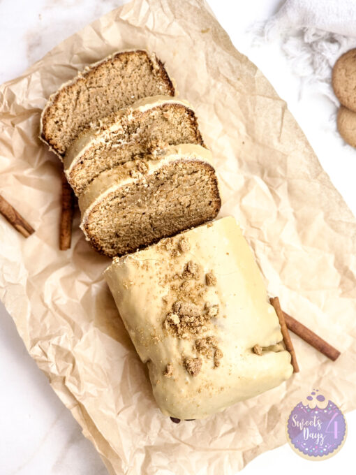 Glazed Gingerbread Pound Cake on Gold Marble