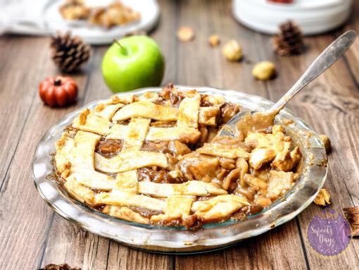Salted Caramel Apple Pie on Brown Wood - Image 2