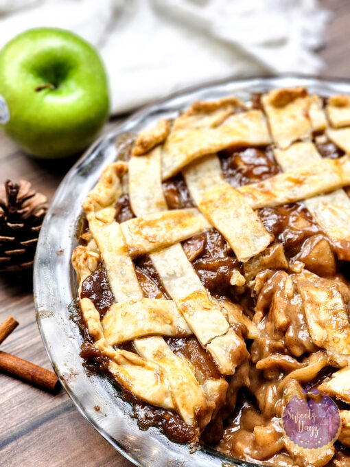 Salted Caramel Apple Pie on Brown Wood - Image 5