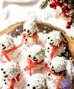 Snowman Truffles on Gold Marble