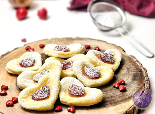 Cream Cheese Heart Puff Pastries on Rhombus - Image 8
