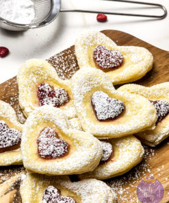 Cream Cheese Heart Puff Pastries on Gold Marble