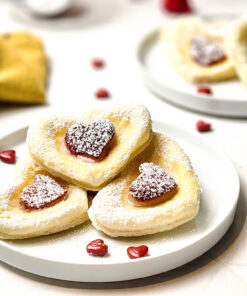 Cream Cheese Heart Puff Pastries on Rhombus