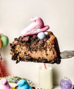 Oreo Dirt Chocolate Cheesecake on Marble