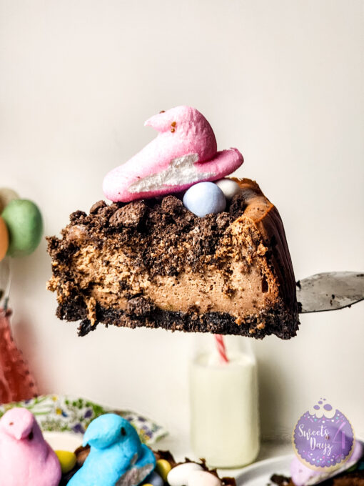 Oreo Dirt Chocolate Cheesecake on Marble
