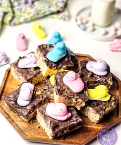Easter Chocolate Rice Krispy Treats on White