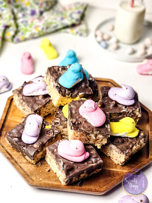 Easter Chocolate Rice Krispy Treats on White