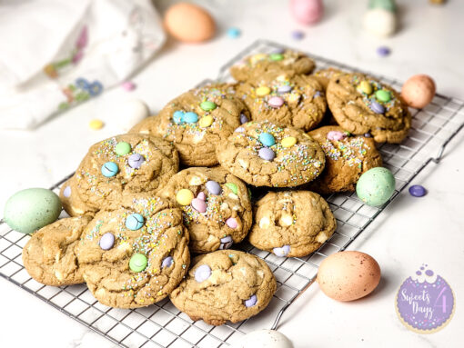 White Chocolate Easter Chewy Cookies on Marble - Image 2