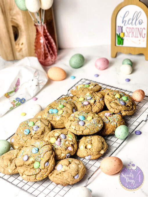 White Chocolate Easter Chewy Cookies on Marble - Image 4