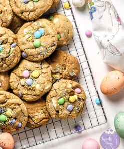 White Chocolate Easter Chewy Cookies on Marble