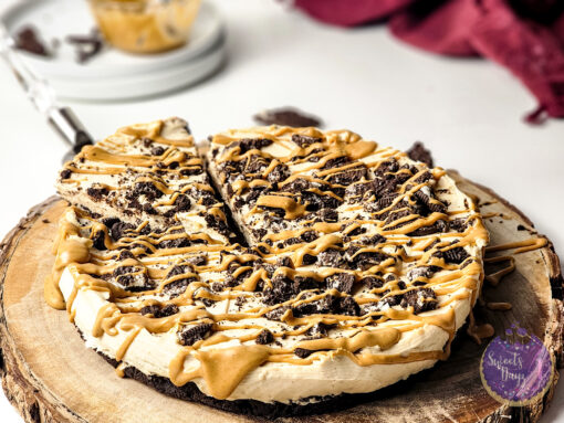No Bake Peanut Butter Oreo Cheesecake on White - Image 6