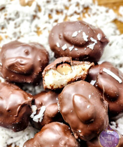 Homemade Almond Joy Bites on Gold Marble