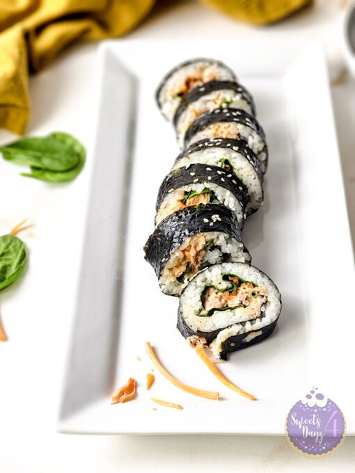 Spicy Tuna Kimbap Rolls on Gold Marble - Image 3